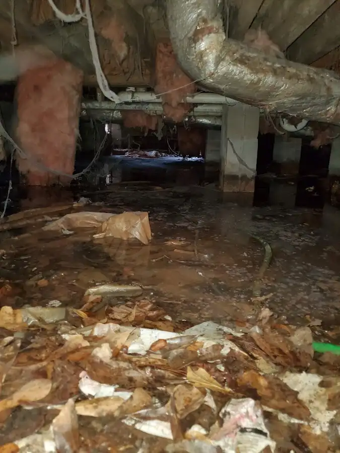Crawl space flood assessment for Commercial Water Damage Restoration in Hazelwood